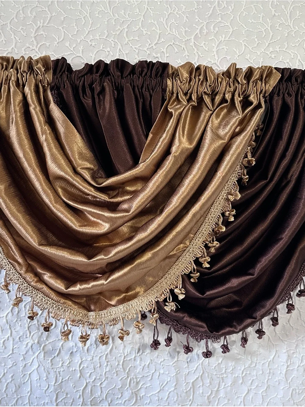 Elegant Brown Tassel Window Valance - Home Accents